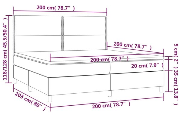 Box spring postel s matrací černá 200x200 cm textil 3142283