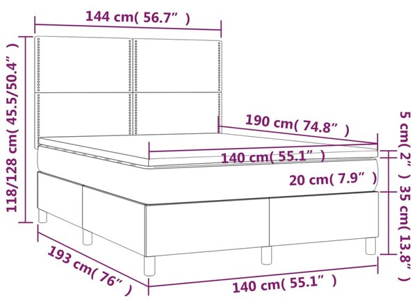 Box spring postel s matrací modrá 140x190 cm textil 3142255