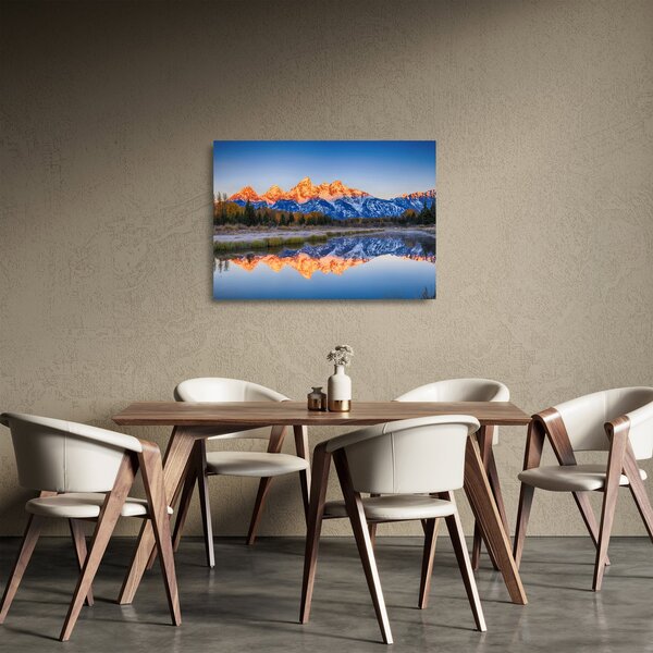 Skleněný obraz zasněžených horských štítů (70x50 cm)