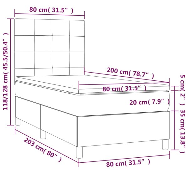 Box spring postel s matrací tmavě hnědá 80x200 cm textil 3141732