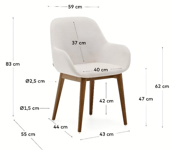 Béžová čalouněná jídelní židle Kave Home Konna s tmavou podnoží