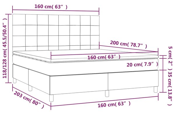 Box spring postel s matrací tmavě hnědá 160x200 cm textil 3142348