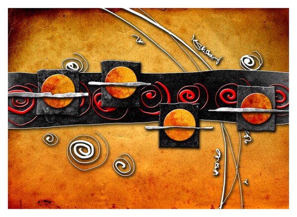 Skleněný obraz abstrakce - Planety (70x50 cm)