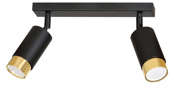 Stropní svítidlo HIRO 2 – černé / zlaté, 2× GU10, šířka 45 cm