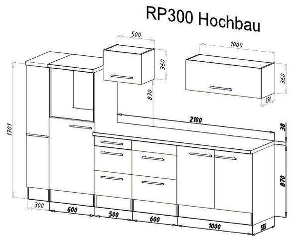 KUCHYŇSKÝ BLOK 300 cm Respekta - Online Only kuchyňské linky, Online Only