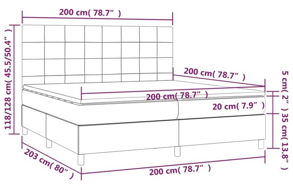 Box spring postel s matrací světle šedá 200 x 200 cm textil 3141801