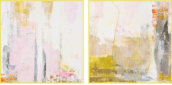 Tištěné/s ručně malovanými prvky obrazy v sadě 2 ks s rámem/na plátně 41,5x41,5 cm New Age Yellow – Malerifabrikken