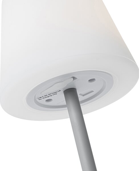 Sada 2 šedých dobíjecích stolních lamp 40 cm IP54 - Jude