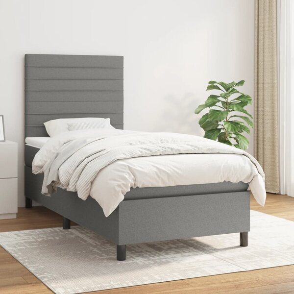 Box spring postel s matrací tmavě šedá 80 x 200 cm textil 3141810