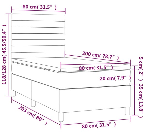 Box spring postel s matrací tmavě šedá 80 x 200 cm textil 3141810