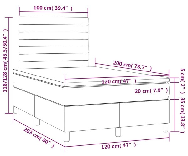 Box spring postel s matrací světle šedá 120 x 200 cm textil 3142401