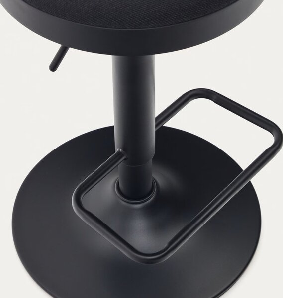 Černá čalouněná barová židle Kave Home Zaib 63-84 cm