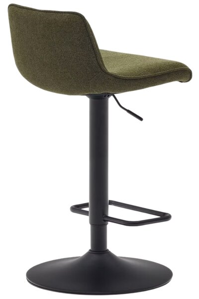 Tmavě zelená čalouněná barová židle Kave Home Zenda 64-86 cm