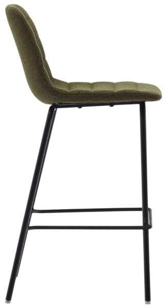 Tmavě zelená čalouněná barová židle Kave Home Zunilda 65 cm
