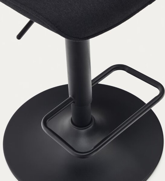 Černá čalouněná barová židle Kave Home Zenda 64-86 cm