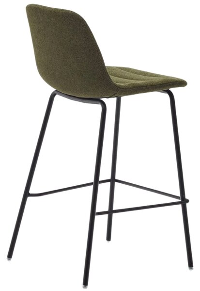Tmavě zelená čalouněná barová židle Kave Home Zunilda 65 cm