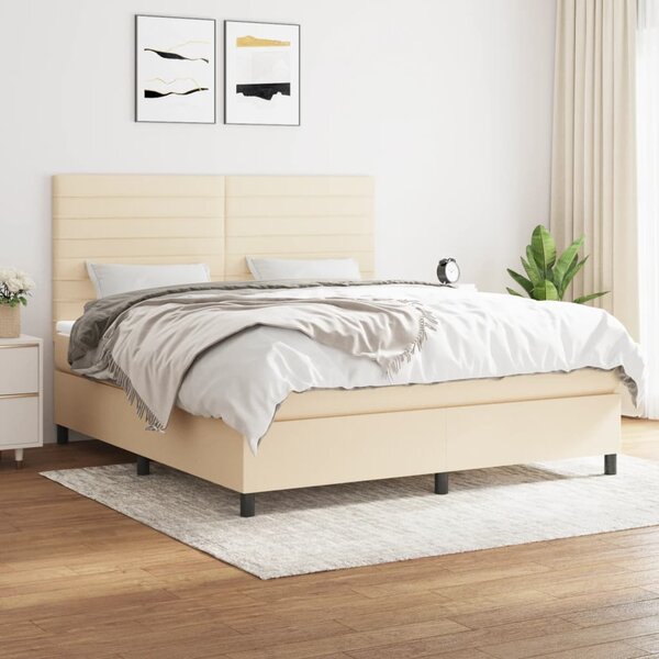 Box spring postel s matrací krémová 160x200 cm textil 3141870