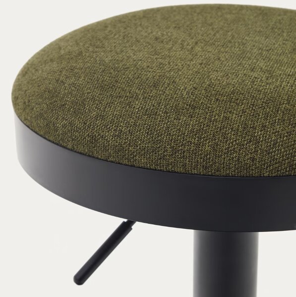 Tmavě zelená čalouněná barová židle Kave Home Zaib 63-84 cm
