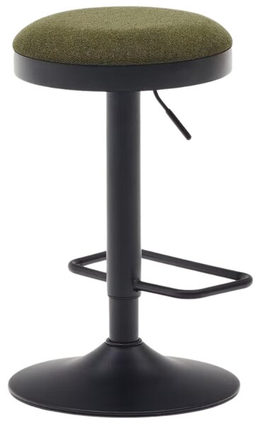 Tmavě zelená čalouněná barová židle Kave Home Zaib 63-84 cm
