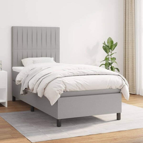 Box spring postel s matrací světle šedá 80 x 200 cm textil 3141889