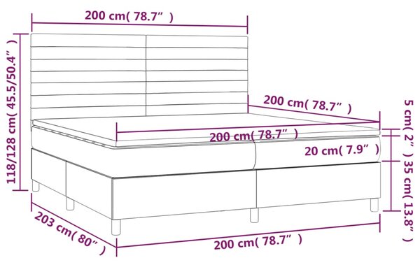 Box spring postel s matrací světle šedá 200 x 200 cm textil 3142441