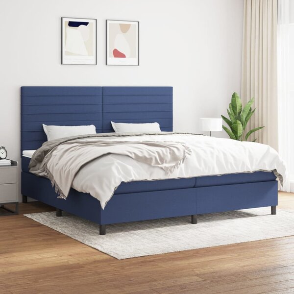 Box spring postel s matrací modrá 200x200 cm textil 3141887