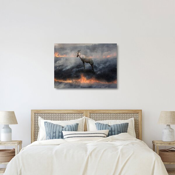 Skleněný obraz kamzíka v ohni (70x50 cm)