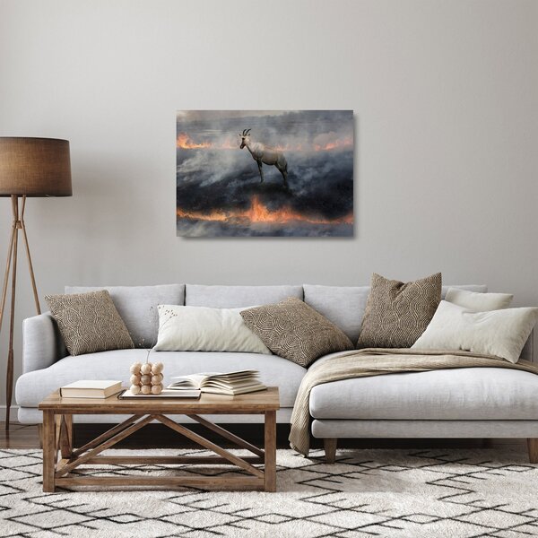 Skleněný obraz kamzíka v ohni (70x50 cm)