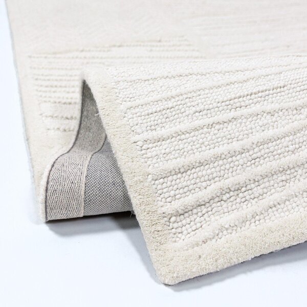 Bílý ručně tkaný běhoun s příměsí vlny 80x230 cm Sculptured Blocks – Flair Rugs