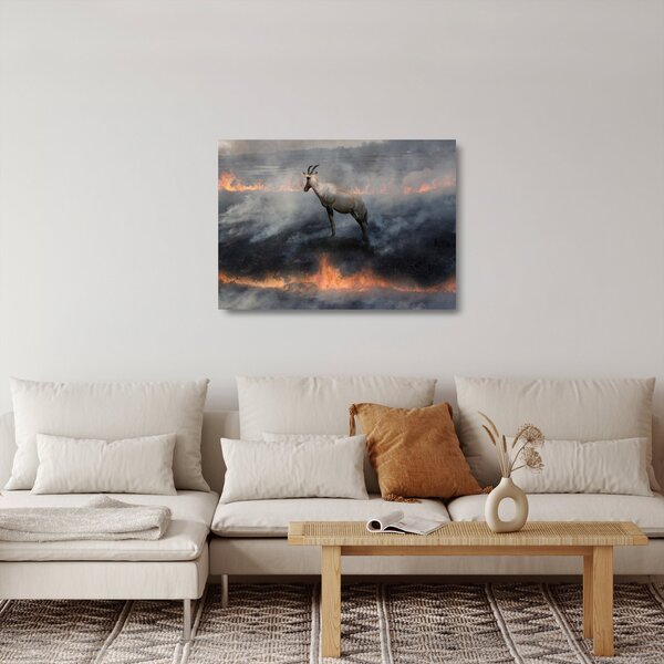 Skleněný obraz kamzíka v ohni (70x50 cm)