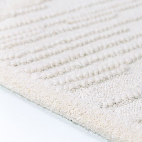 Bílý ručně tkaný běhoun s příměsí vlny 80x230 cm Sculptured Blocks – Flair Rugs