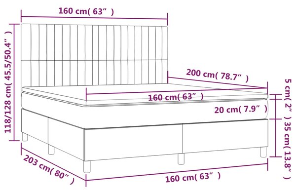 Box spring postel s matrací tmavě šedá 160x200 cm textil 3141946