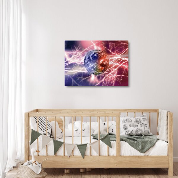 Skleněný obraz - Zeměkoule pod proudem (70x50 cm)