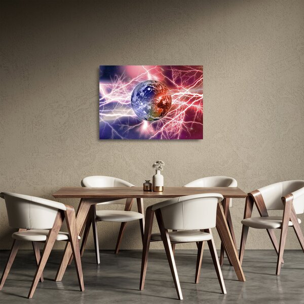Skleněný obraz - Zeměkoule pod proudem (70x50 cm)