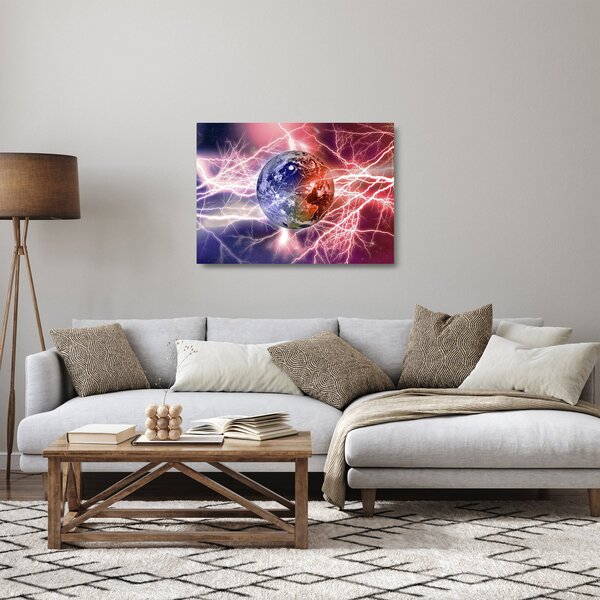 Skleněný obraz - Zeměkoule pod proudem (70x50 cm)