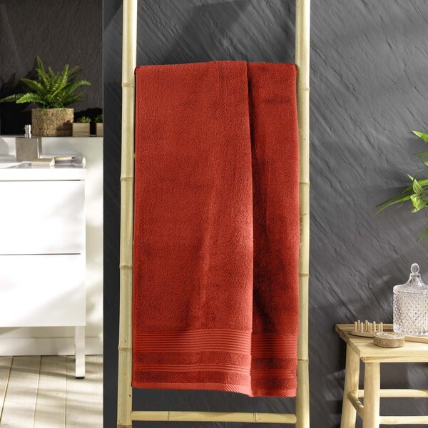 Froté bavlněná osuška v cihlové barvě 70x130 cm Tendresse – douceur d'intérieur