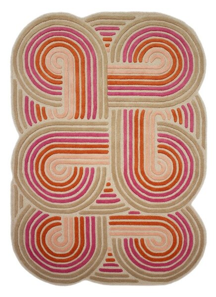 Růžový ručně tkaný vlněný koberec 140x200 cm Spiral Shaped – Flair Rugs