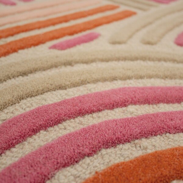 Růžový ručně tkaný vlněný koberec 140x200 cm Spiral Shaped – Flair Rugs