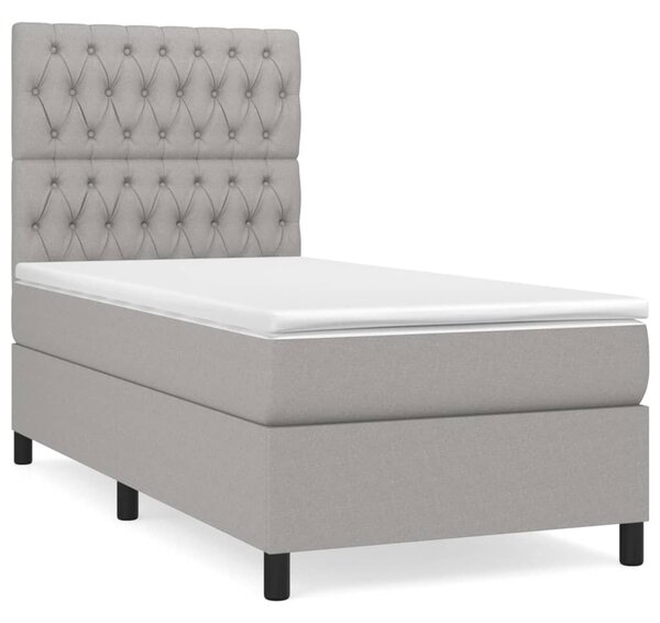 Box spring postel s matrací světle šedá 90x190 cm textil 3141977