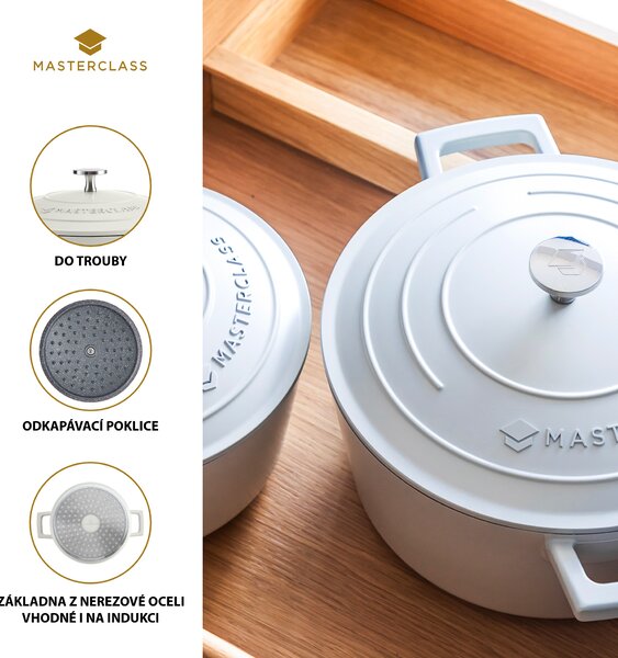 Hrnec 20 cm 2,5 l MasterClass LightWeight nepřilnavý indukční krémový MCMCRD20CRE