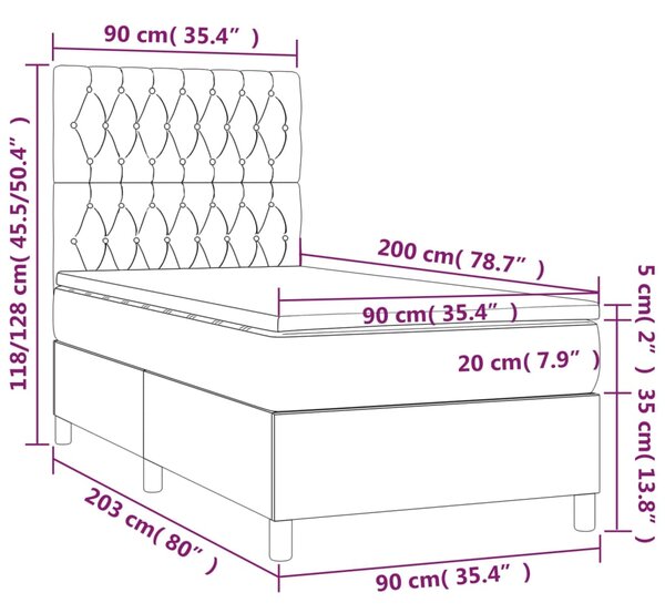 Box spring postel s matrací modrá 90x200 cm textil 3142551