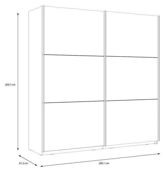 SKŘÍŇ S POSUVNÝMI DVEŘMI, bílá, vysoce lesklá bílá, 200,1/209,7/61,2 cm home24 - Šatní skříně