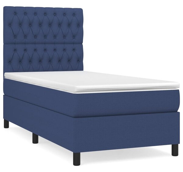 Box spring postel s matrací modrá 90x190 cm textil 3141983