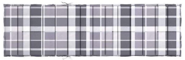 Poduška na lehátko šedá károvaná 200x60x3 cm oxfordská látka 314217