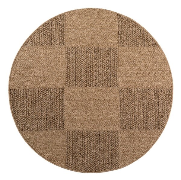 Hnědý kulatý vnitřní a venkovní koberec ø 80 cm Timber 1405 – Ayyildiz Carpets
