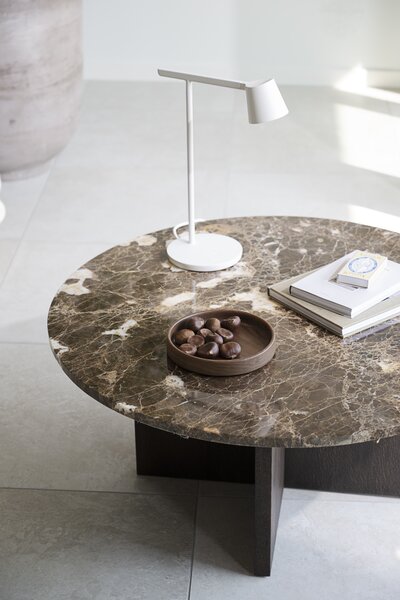 Rowico Home, Mramorový kulatý konferenční stolek BROOKSVILLE 90 cm | Hnědý 120786