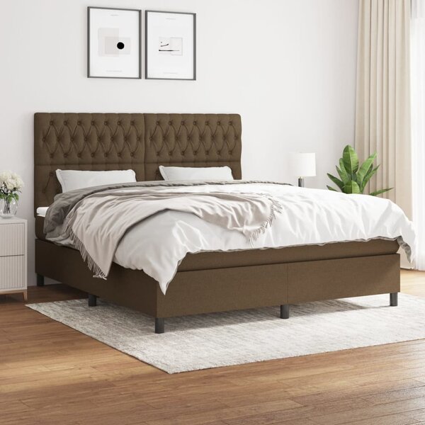 Box spring postel s matrací tmavě hnědá 180x200 cm textil 3142036