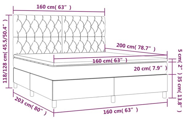 Box spring postel s matrací tmavě šedá 160x200 cm textil 3142026
