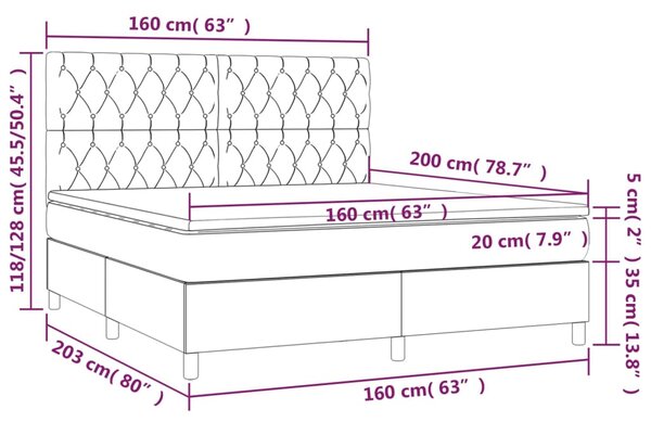 Box spring postel s matrací modrá 160x200 cm textil 3142031