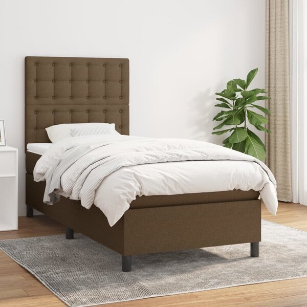 Box spring postel s matrací tmavě hnědá 80x200 cm textil 3142052